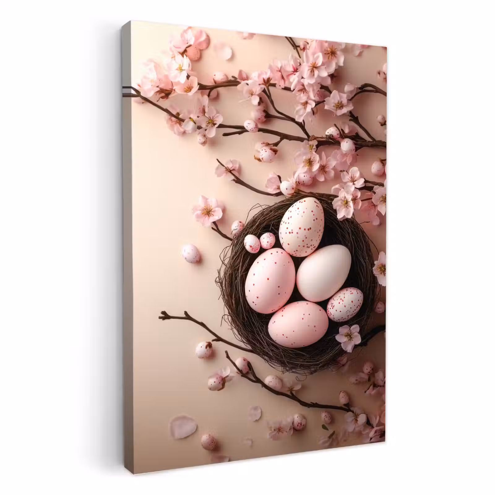 Canvas schilderij - Roze - Bloesems - Eieren — 1