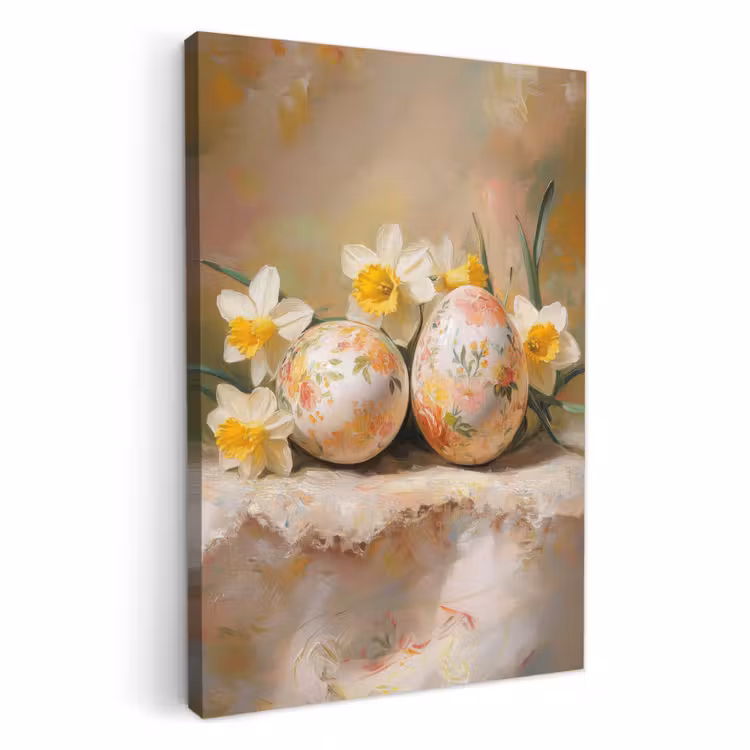 Canvas schilderij - Bloemen - Eieren - Geschilderd — 3