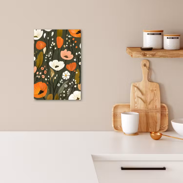 Canvas schilderij - Bloemen - Illustratie - Groen — 1