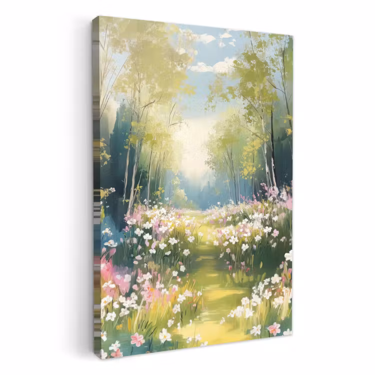 Canvas schilderij - Bos - Schilderstijl - Kleurrijk — 1