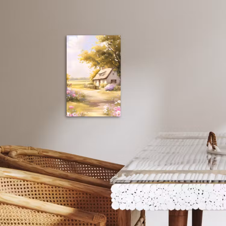 Canvas schilderij - Huisje - Hout - Bloemen — 2