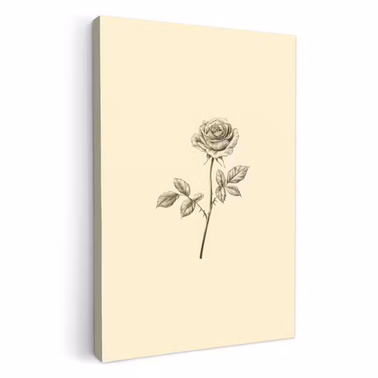 Canvas schilderij - Illustratie - Zwart - Roos — 1