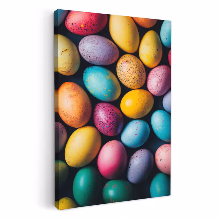 Canvas schilderij - Kleurrijk - Paaseitjes - Spetters — 1