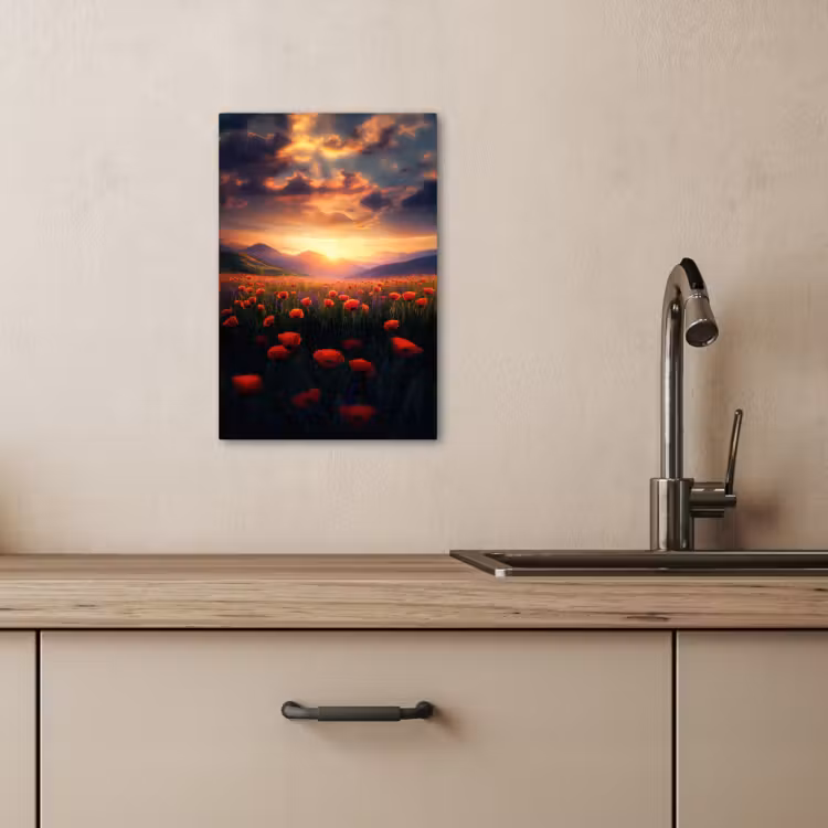 Canvas schilderij - Landschap - Zonsondergang - Bloemenveld — 5
