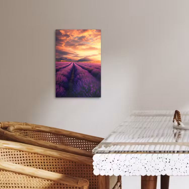 Canvas schilderij - Lavendelveld - Zonsondergang - Paars — 3