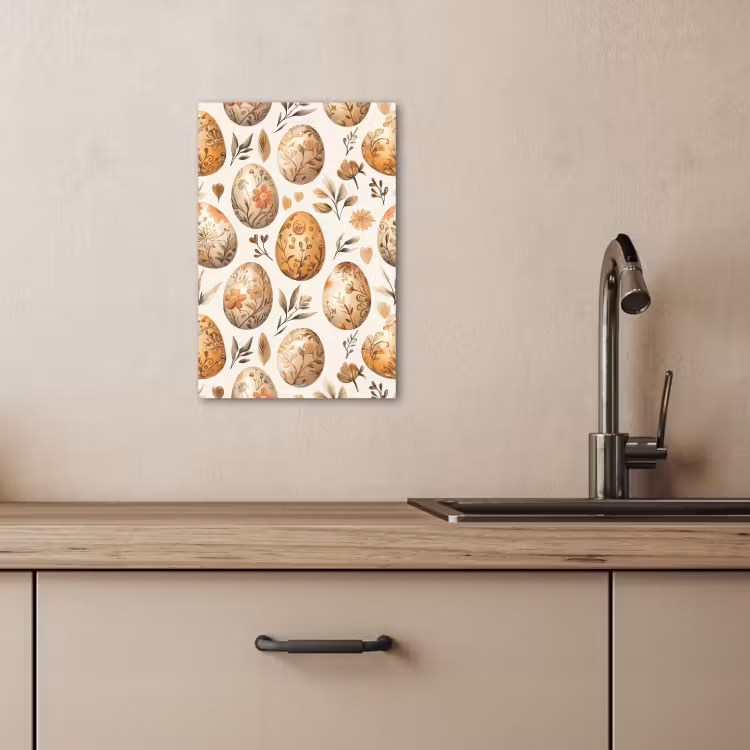 Canvas schilderij - Paaseieren - Bruin - Bloemen — 4