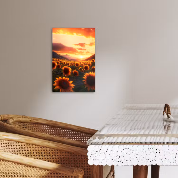 Canvas schilderij - Zonnebloemen - Zonsondergang - Landschap — 5