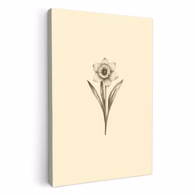 Canvas schilderij - Zwart - Narcis - Illustratie — 1