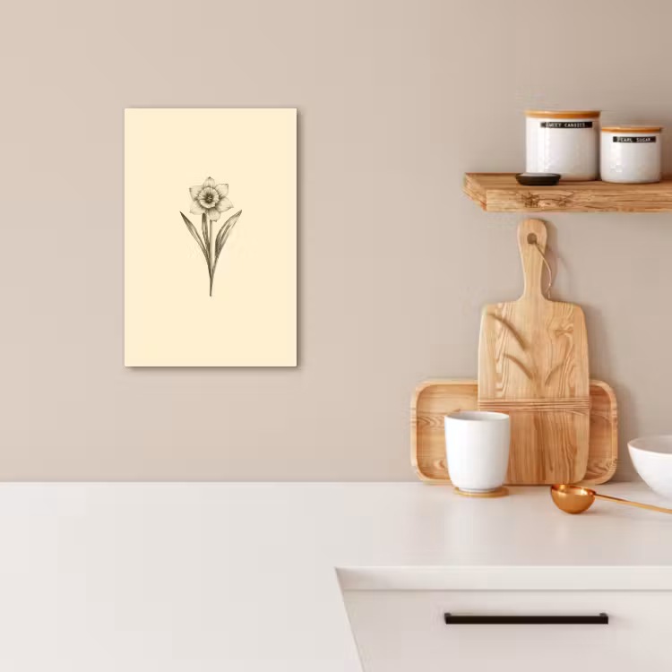 Canvas schilderij - Zwart - Narcis - Illustratie — 4