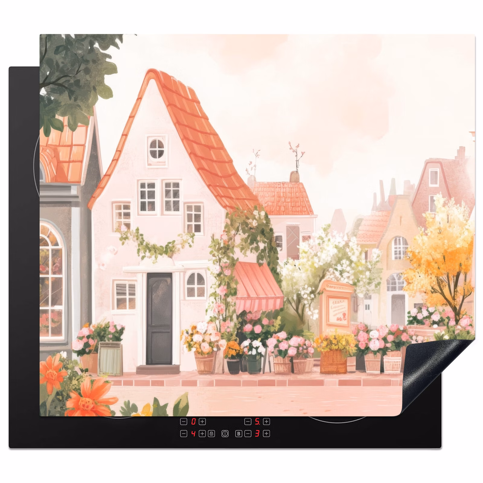 Inductie beschermer - Bloemen - Huizen - Dorp — 1