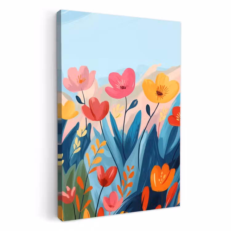 Canvas schilderij - Illustratie - Bloemen - Kleurrijk — 2