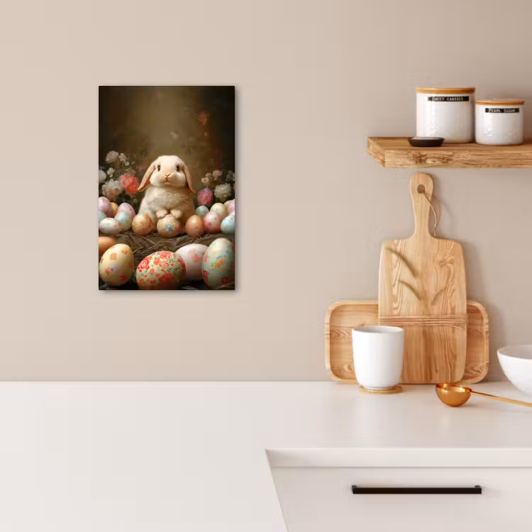 Canvas schilderij - Konijn - Paaseieren - Stilleven — 2