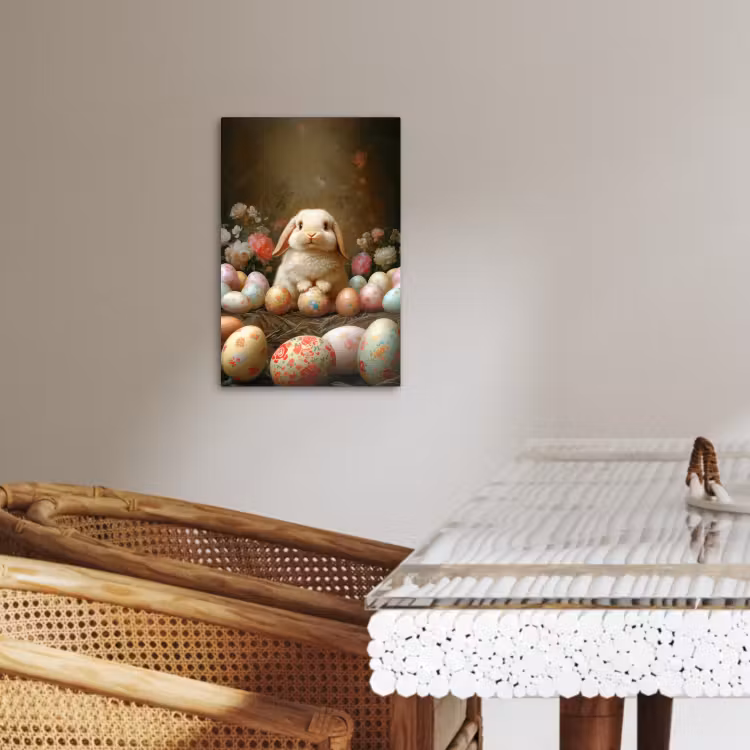 Canvas schilderij - Konijn - Paaseieren - Stilleven — 4