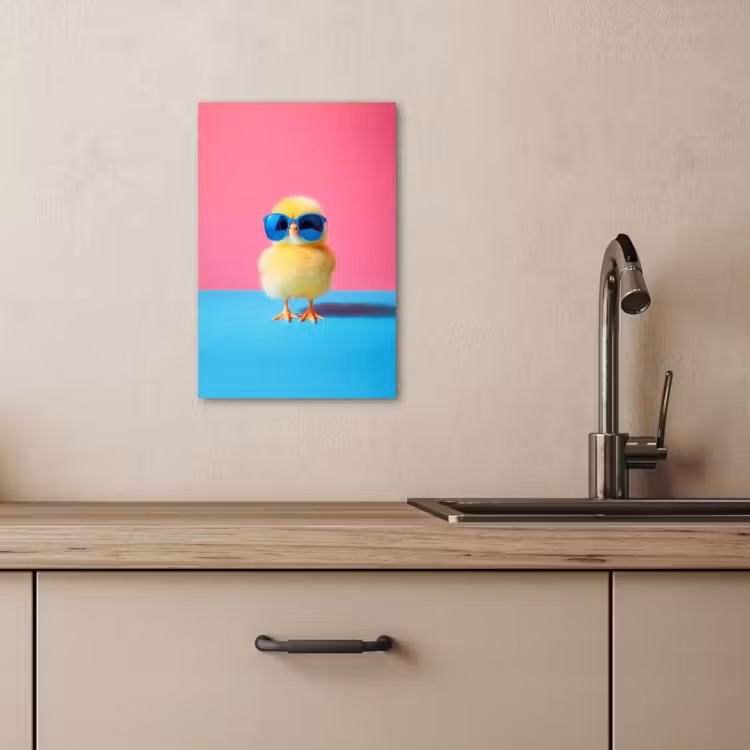 Canvas schilderij - Kuiken - Zonnebril - Blauw — 4