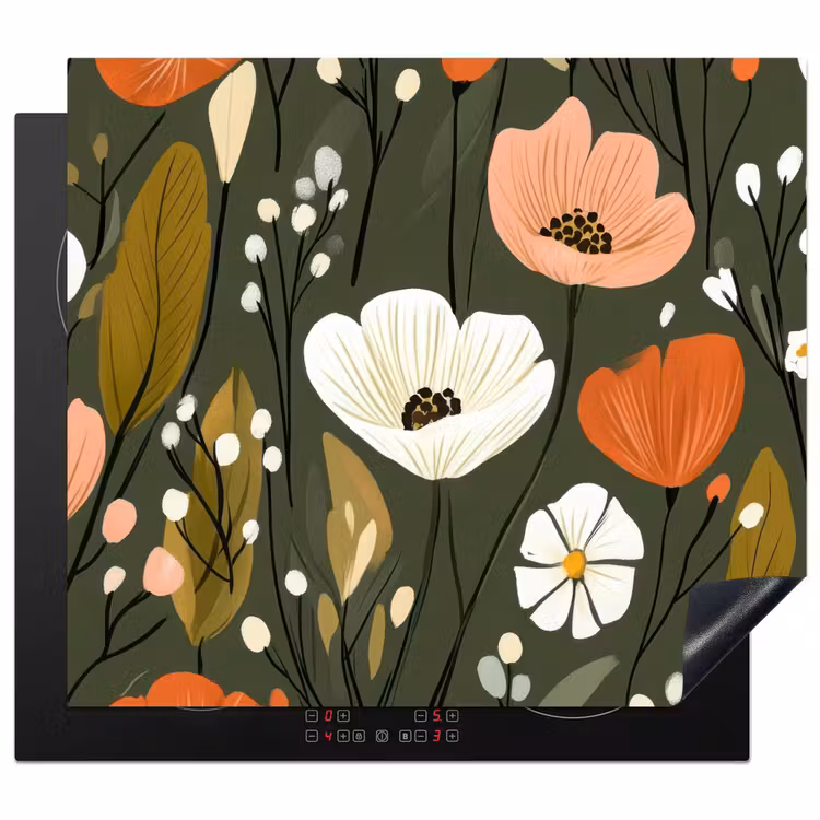 Inductie beschermer - Bloemen - Illustratie - Groen — 1