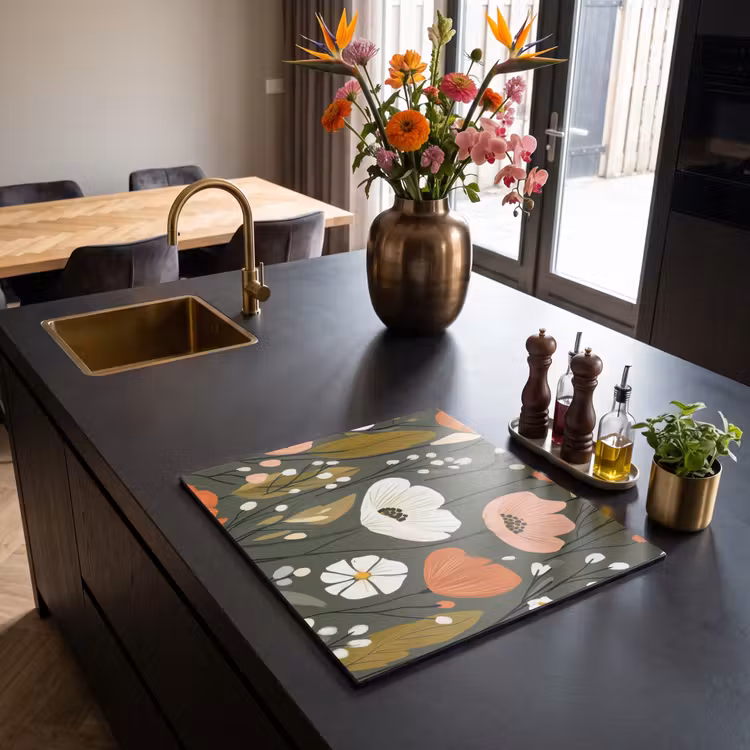 Inductie beschermer - Bloemen - Illustratie - Groen — 2
