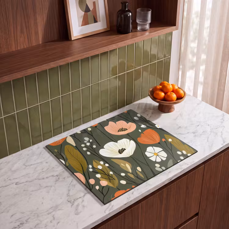 Inductie beschermer - Bloemen - Illustratie - Groen — 4
