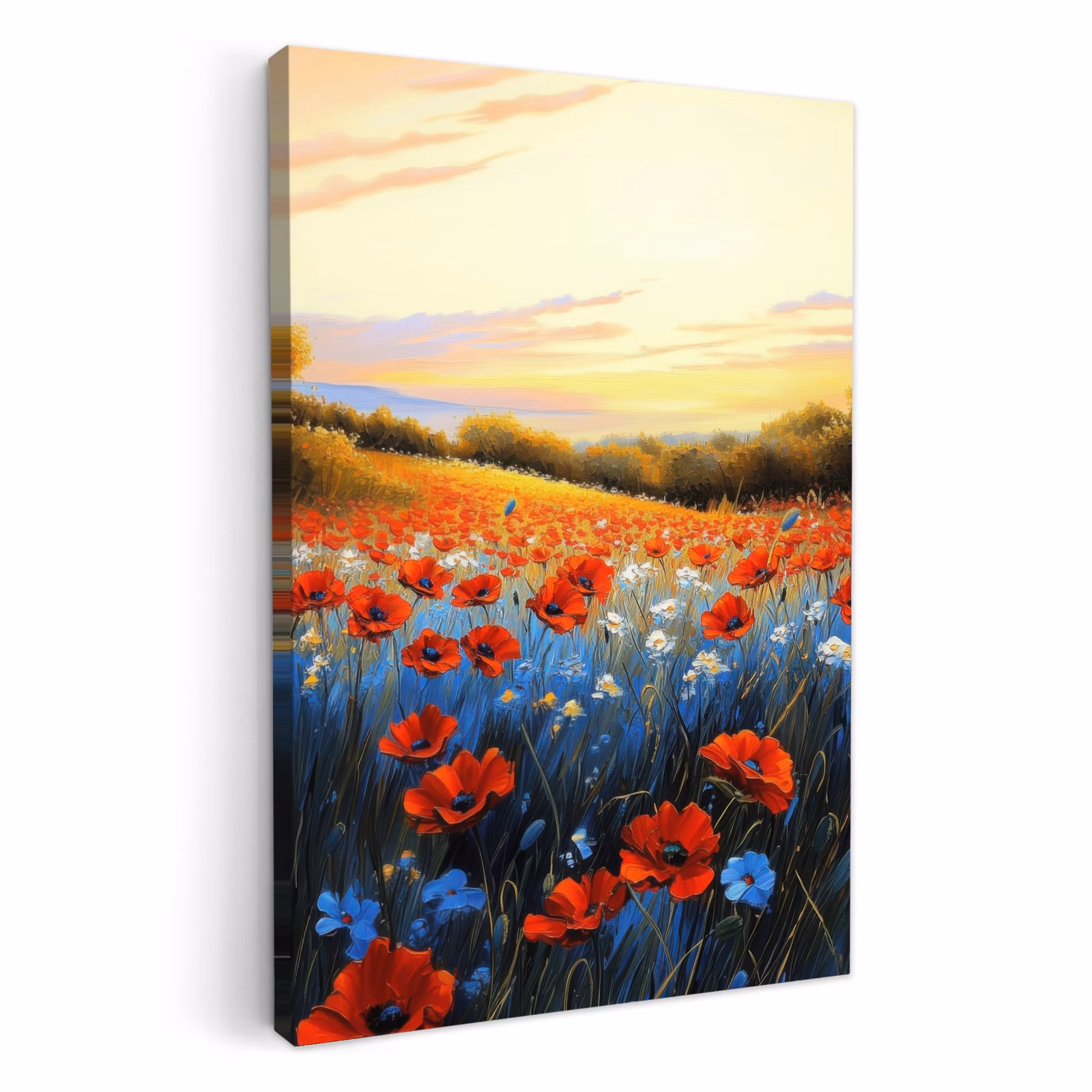 Canvas schilderij - Klaproos - Bloemenveld - Kleurrijk — 1