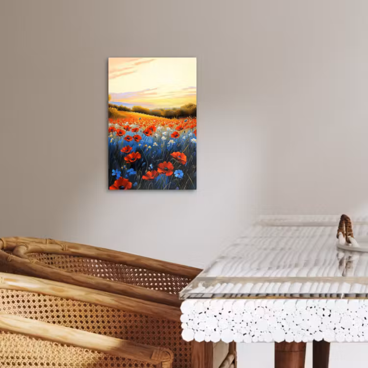 Canvas schilderij - Klaproos - Bloemenveld - Kleurrijk — 2