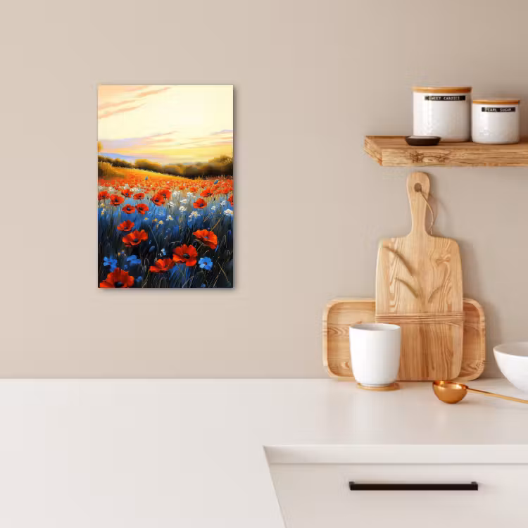 Canvas schilderij - Klaproos - Bloemenveld - Kleurrijk — 5