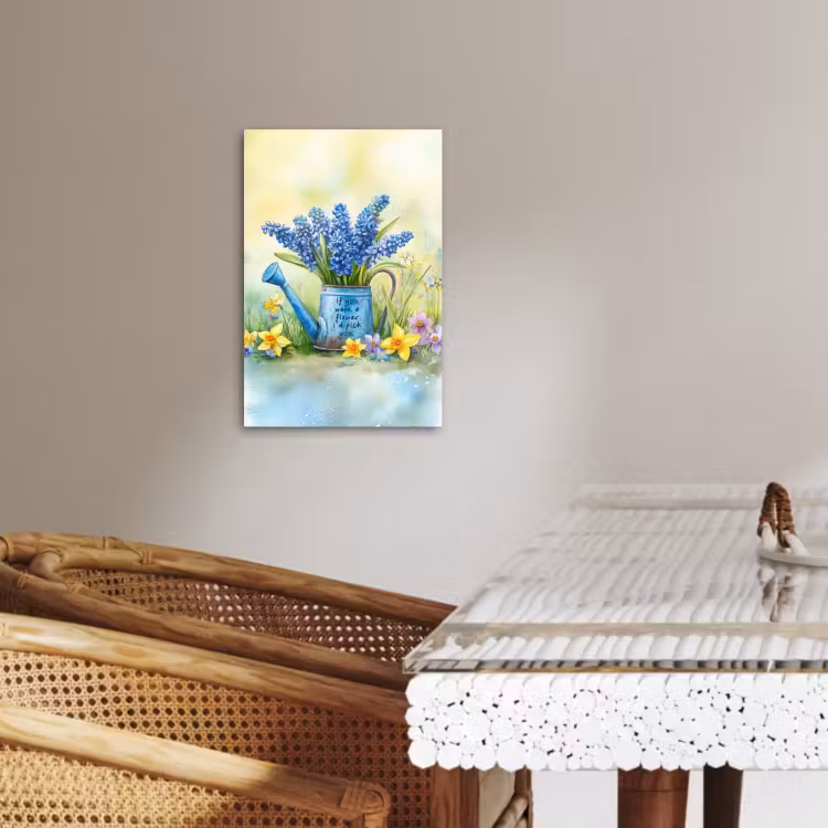 Canvas schilderij - Lavendelbloemen - Quote - Gieter — 3