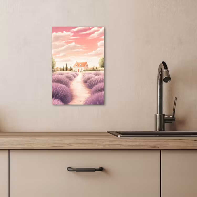 Canvas schilderij - Lavendelveld - Huis - Paars — 4