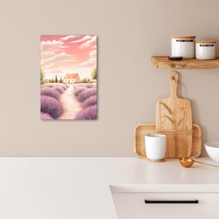 Canvas schilderij - Lavendelveld - Huis - Paars — 5