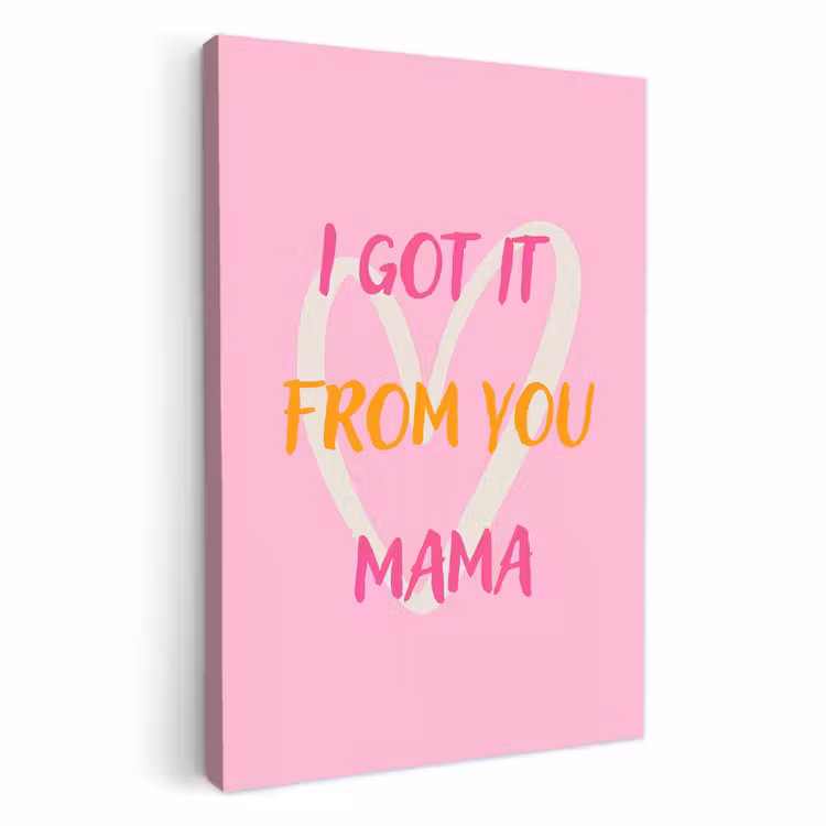 Canvas schilderij - Mama - Quote - Hart - Roze — 2