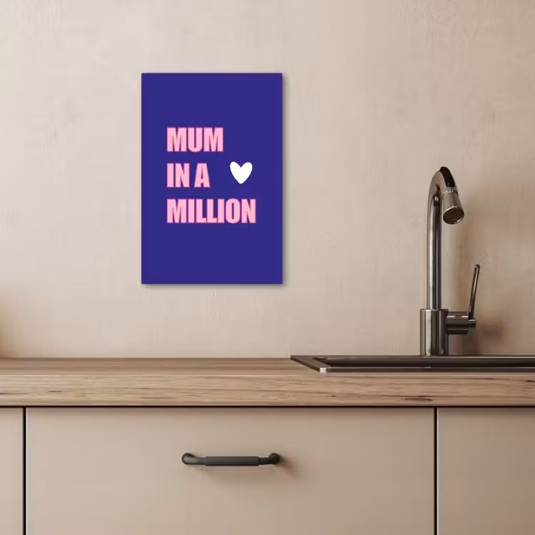Canvas schilderij - Moeder - Tekst - Blauw - Hartje — 5