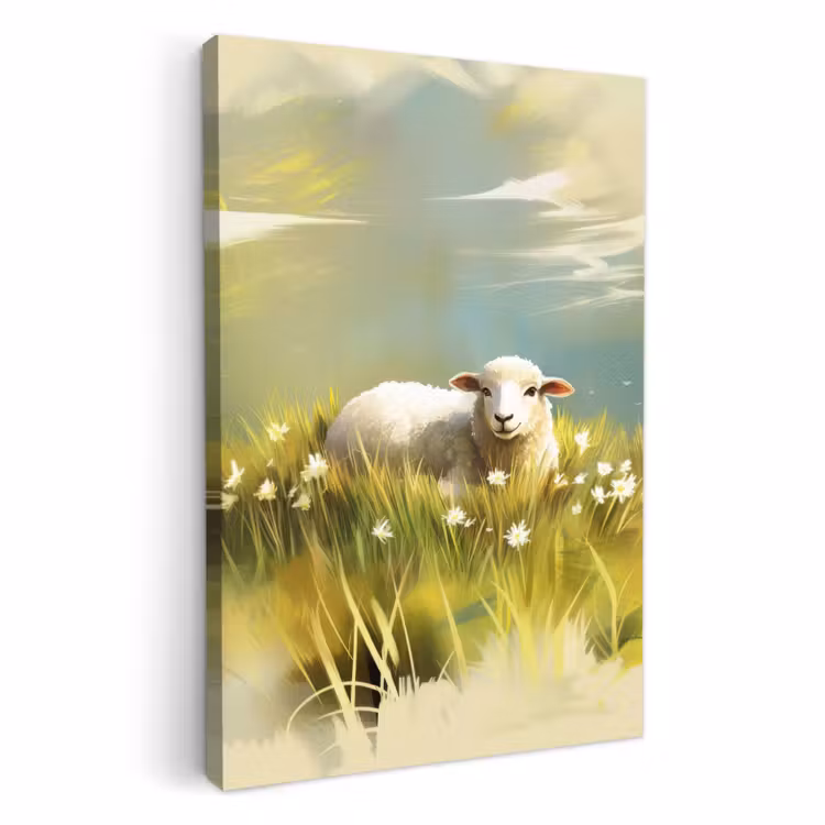 Canvas schilderij - Schaap - Weide - Groen — 2