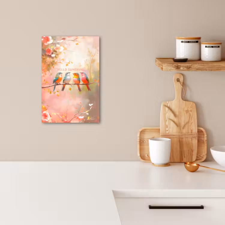 Canvas schilderij - Vogels - Tak - Quote - Roze — 4