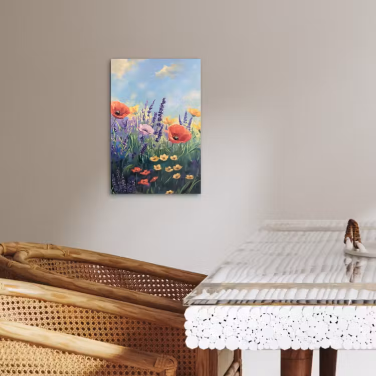 Canvas schilderij - Weide - Bloemen - Kleurrijk — 3