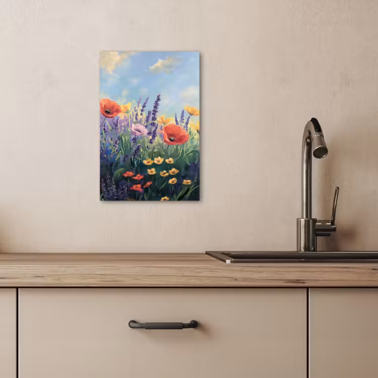 Canvas schilderij - Weide - Bloemen - Kleurrijk — 5