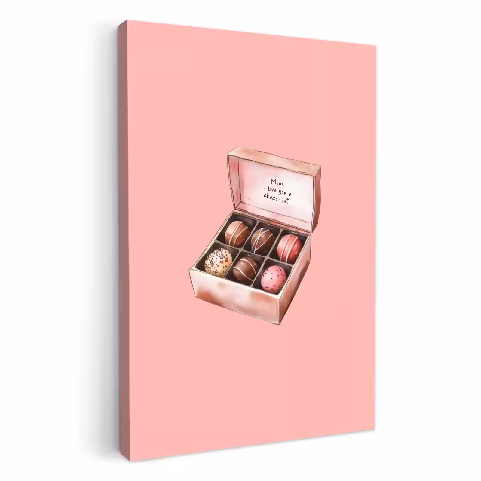Canvas schilderij - Doosje - Bonbons - Liefdevolle - Tekst — 1