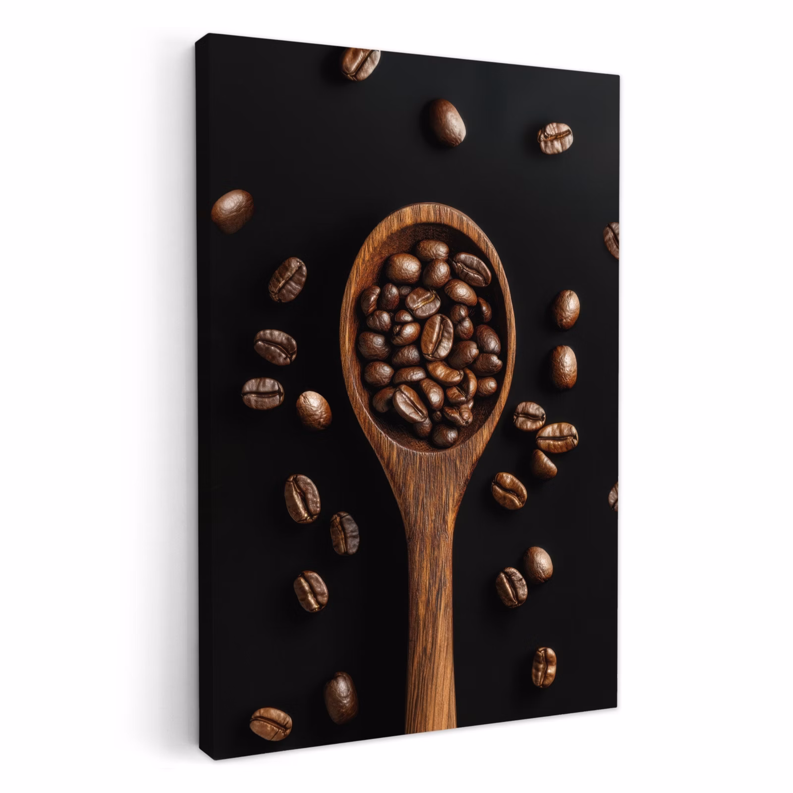 Canvas schilderij - Hout - Zwart - Koffiebonen — 1