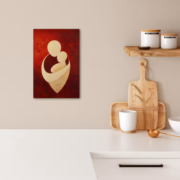 Canvas schilderij - Abstract - Moeder - Kind - Rood — 4