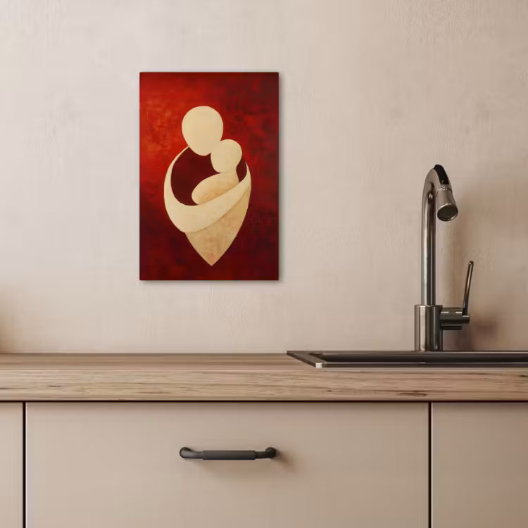 Canvas schilderij - Abstract - Moeder - Kind - Rood — 5