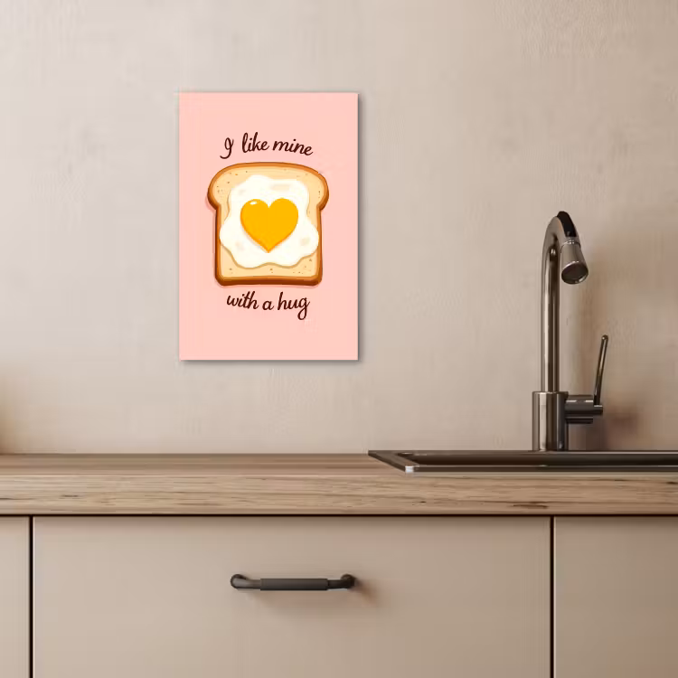 Canvas schilderij - Brood - Illustratie - Quote - Roze — 5