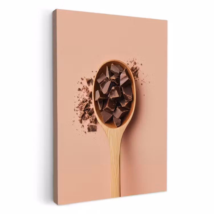 Canvas schilderij - Chocola - Hout - Lepel — 1
