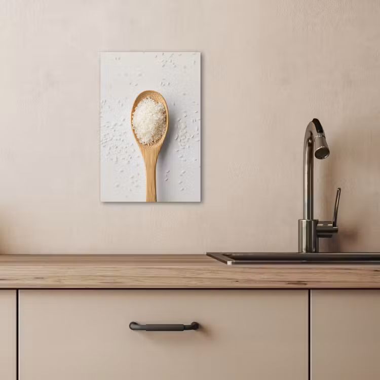Canvas schilderij - Hout - Lepel - Rijst — 1