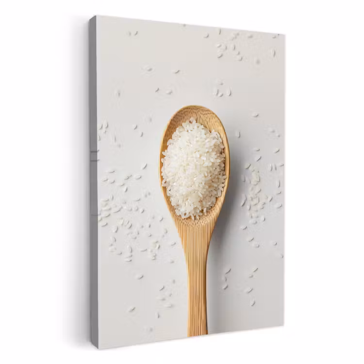 Canvas schilderij - Hout - Lepel - Rijst — 2
