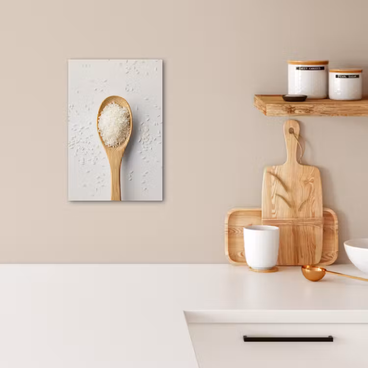 Canvas schilderij - Hout - Lepel - Rijst — 4