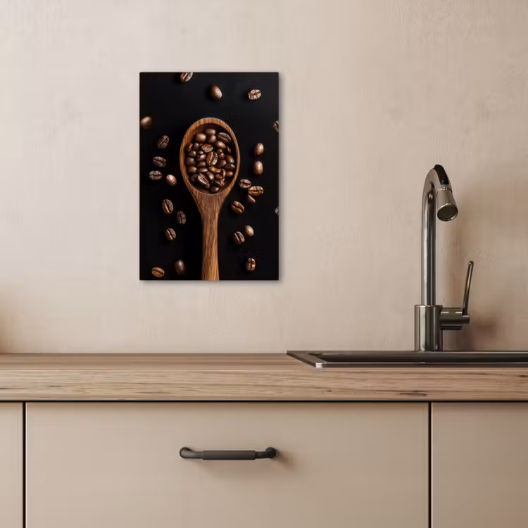 Canvas schilderij - Hout - Zwart - Koffiebonen — 3