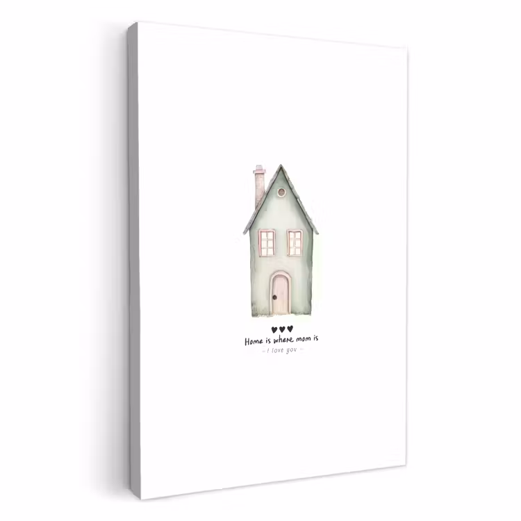 Canvas schilderij - Huisje - Groen - Tekst - Liefdevol — 3