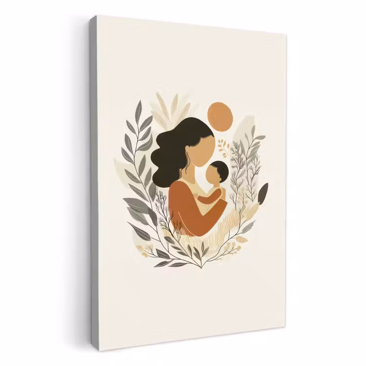 Canvas schilderij - Illustratie - Moeder - Kind - Liefdevol — 2