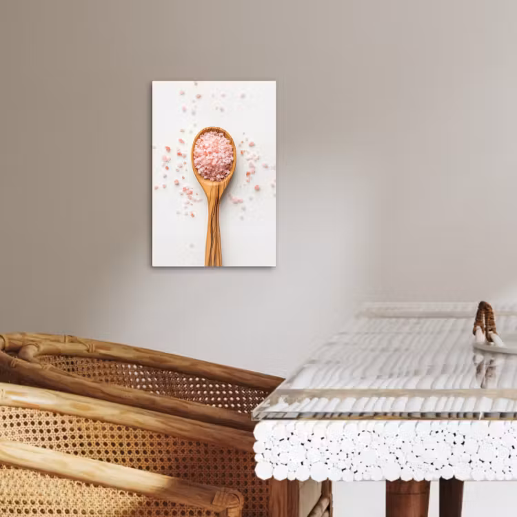 Canvas schilderij - Lepel - Zout - Roze — 4