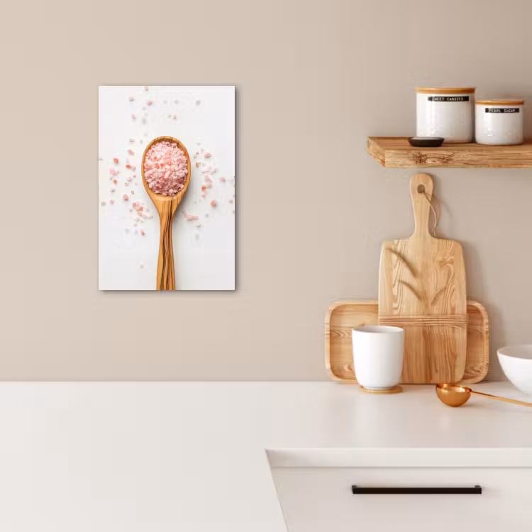 Canvas schilderij - Lepel - Zout - Roze — 5