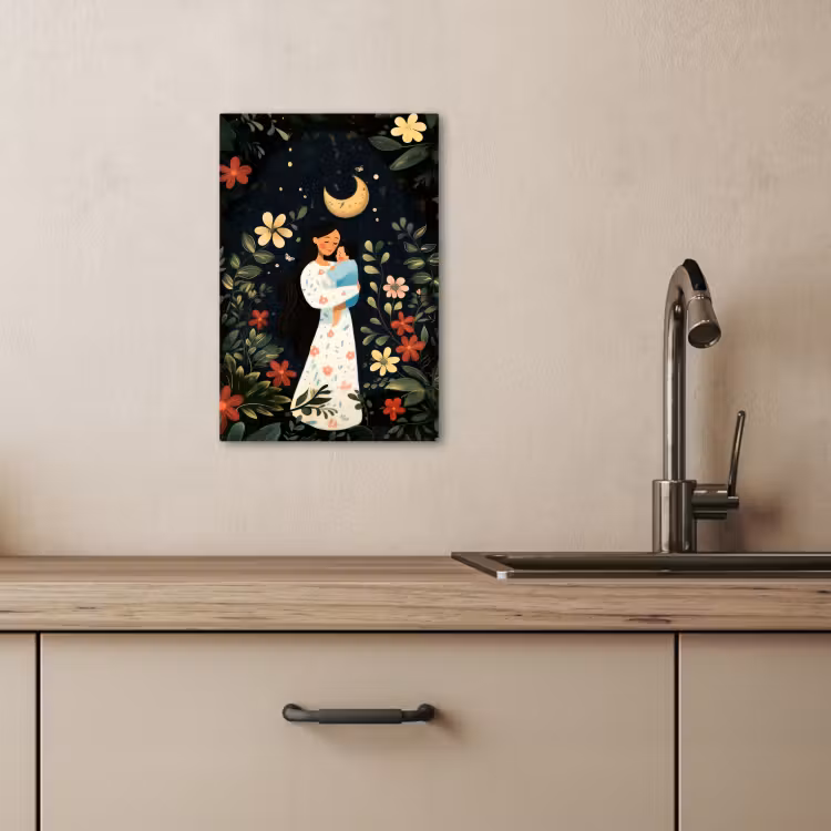 Canvas schilderij - Moeder - Kind - Kleurrijk - Bloemen — 4
