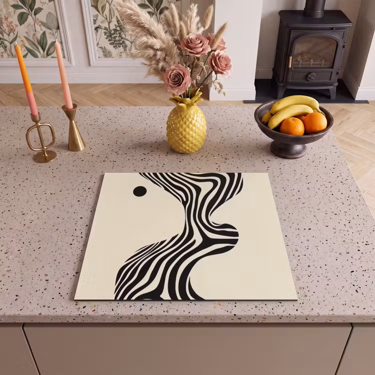 Inductie beschermer - Beige - Lijnen - Golvend - Abstract — 3