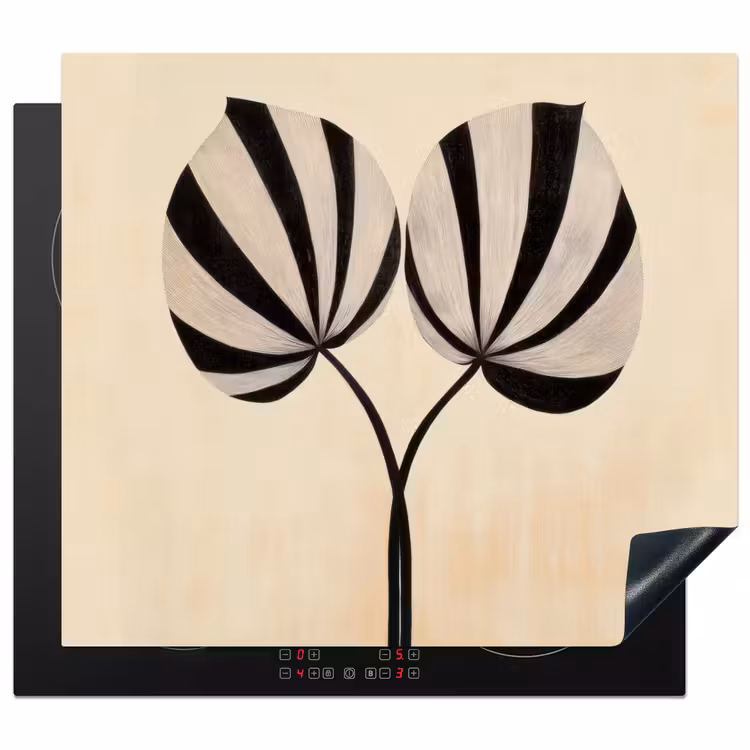 Inductie beschermer - Bladeren - Gestreept - Stengel - Beige — 1